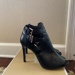 Michael Kors open toe bootie Black leather heels